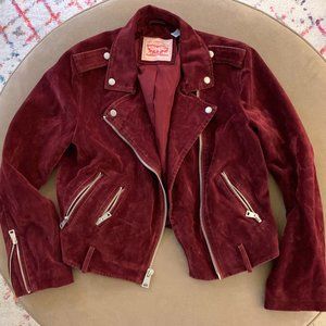 levi's red velvet cropped blazer